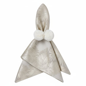 Juego de 4 Servilleteros Blancos con Mini Pompones para Decoración de Fiestas - Product Image 1
