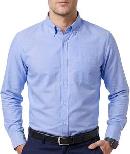 Camisa Oxford de algodón 100% para hombre, manga larga, con botones, para trabajo, negocios, formal, con bolsillo. - Product Image 5