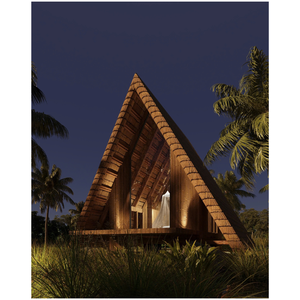Villa écologique avec toit en chaume pour usage hôtelier ou de retraite, prix compétitif, garantie 3 ans, fabrication vietnamienne, préfabriqué moderne en bambou NB04, style industriel - Product Image 1
