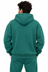 Sudadera con Capucha Verde para Hombre, Color Sólido, Casual, Manga Larga, Forro Polar, Bolsillo Frontal, Talla Grande, Ecológica, 100% Algodón, Primavera - Product Image 2