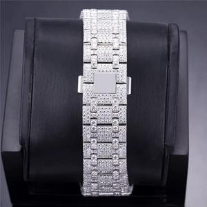 Montre de luxe pour homme avec boîtier carré en alliage, lunette sertie de diamants Moissanite, mouvement à quartz, affichage analogique-numérique, verre saphir, étanche 10 bars - Product Image 4