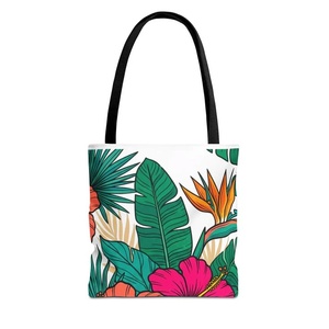 Bolsa de Mano Ecológica Reutilizable de Lona con Diseño de Hojas Verdes para Mujer y Niña, Venta al Por Mayor, Color Sólido, Cierre de Cremallera, Moda Playa Compras 2026 - Product Image 1