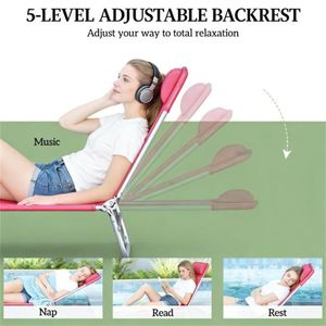 Silla Plegable Rosa para Tomar el Sol en la Playa, Terraza o Patio - Product Image 3