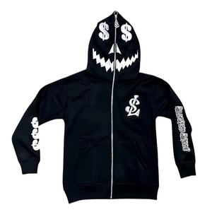 Sweat à capuche zippé personnalisé OEM pour femme, style rétro automne, en polaire noire, veste décontractée de sport - Product Image 1