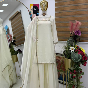 Ensemble Kurti et Palazzo en Soie Fandy avec Broderie Miroir et Dupatta Assortie – Tenue de Soirée Ethnique Élégante – Tailles M, L, XL, 2XL – Style Ethnique Tendance - Product Image 1