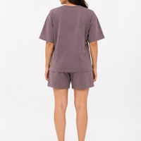 Ensemble short 2 pièces confortable et ajustable pour femme, motif uni, style décontracté, avec ceinture, durable, respirant, pour usage quotidien