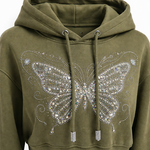 Sudadera con Capucha de Mariposa con Pedrería Personalizada al por Mayor para Mujer - Suministro Directo de Fábrica OEM a Granel - Product Image 4