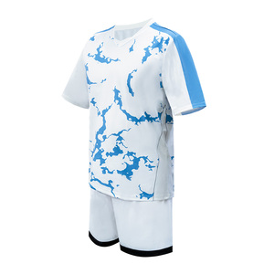 Ensemble de maillot de football pour homme, blanc et bleu camouflage, manches courtes, polyester respirant, toutes saisons, vêtements de sport pour adultes - Product Image 2