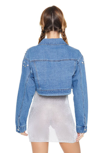 OEM Autumn Plain Dyed Women's <b>Denim</b> Jean <b>Jacket</b> Women Casual Outwear Fall <b>Jacket</b> <b>Denim</b> Button up <b>Crop</b> Oversize <b>Denim</b> <b>Jacket</b> - Product Image 3