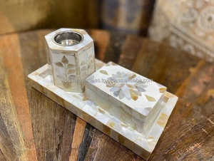 Juego de quemador de incienso de nácar blanco, mopa con incrustaciones florales, soporte de incienso Bakhoor, regalos para árabe Eid Mubarak Ramadán 2023 - Product Image 4