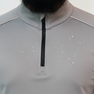 Camiseta Deportiva de Manga Larga para Hombre, Color Gris, Cierre de Media Cremallera, Secado Rápido, Corte Regular, Costuras en Contraste, Estilo Pullover - Product Image 4