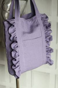 Sac fourre-tout grande capacité avec volants, sac à bandoulière tendance pour femme, fermeture magnétique, deux sangles, couleur personnalisée, motif lettre de Pâques - Product Image 3