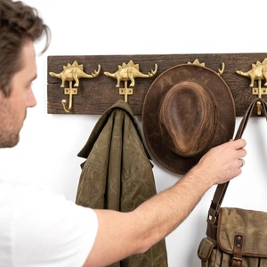 Porte-manteau mural en fonte motif Stégosaure, multifonction, réglable, anti-rouille, écologique, style vintage, pour enfants - Product Image 2