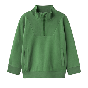 Sweat-shirt unisexe à demi-zip, couleur unie, style français, coupe ample, col montant, décontracté, pour l'automne - Product Image 3