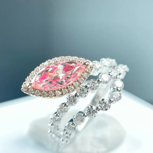 Luxury Women 18K <b>Gold</b> Morganite <b>Cocktail</b> <b>Ring</b> Marquise Cut Engagement Fine Jewelry - Product Image 1