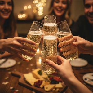 [Holar] Taiwan Made Swirl Design Shatterproof 10oz <b>Plastic</b> Ribbed Champagne <b>Flutes</b> for Bars Restaurant Party - Product Image 5