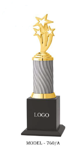 Trophée étoile avec finition plaquée or et colonne grise, modèle 760 A B C, pour sports et jeux, gravure, impression UV, durable - Product Image 4