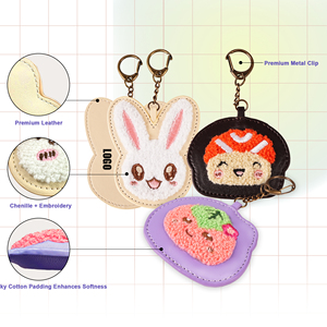 Porte-clés personnalisé en cuir Remplissage en coton Motif de dessin animé Hotsale Porte-clés fruits Porte-clés en cuir avec composants métalliques - Product Image 2
