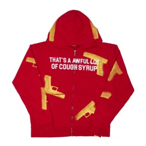 เสื้อฮู้ดดี้คุณภาพสูงสำหรับผู้ชาย ผ้าหนา น้ำหนักมาก ลาย "THAT'S A AWFUL LOT OF COUGH SYRUP" เสื้อฮู้ดดี้สำหรับผู้ชาย ออกแบบและสกรีนโลโก้ได้ตามต้องการ - Product Image 1