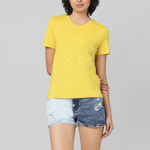 T-shirts pour femmes en gros avec impression de logo OEM, T-shirts personnalisés pour femmes, 100% coton, coupe ajustée décontractée, tee-shirt pour femmes - Product Image 4