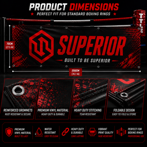 High Quality Boxing Ring Advertising Panel <b>Banner</b> for Professional Rings Red And Black <b>banner</b> By Superior International - Product Image 3