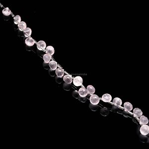Perles de quartz rose naturel facettées en forme d'oignon 7-9 mm, perles de quartz rose facettées en forme de goutte d'eau, perles briolette pour la création de bijoux 8 pouces - Product Image 3