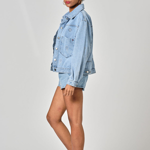 Conjunto de 2 Piezas OEM para Mujer: Top Casual y Shorts de Cintura Alta de Mezclilla con Chaqueta Vaquera de Alta Visibilidad 2026 - Product Image 2