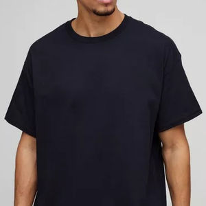 Camiseta Negra Extra Grande Personalizada para Hombre, 180 g/m², Hombros Caídos, 100% Algodón Pesado, Diseño Formal Personalizable, Ecológica - Product Image 2