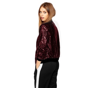 Blouson bombardier à col montant blousons bombardiers à motifs personnalisés de qualité supérieure à paillettes pour femmes vente en gros de vestes d'hiver pour femmes - Product Image 4