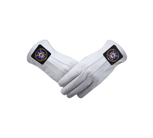Gants en cuir véritable des Templiers avec patch noir, gants d'uniforme formel - Product Image 1