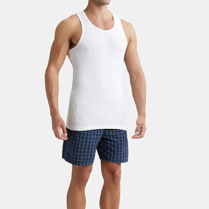 เสื้อกล้ามถักสีขาวสำหรับผู้ชาย คอกลม สีพื้น ใส่สบาย ผ้าฝ้าย 100% - Product Image 4