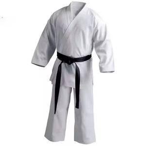 Uniforme de Karate Unisex para Adultos, 100% Algodón Transpirable, Blanco con Cinturón Negro, Corte Regular, Ropa de Artes Marciales - Product Image 2