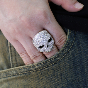 <b>Mens</b> Moissanite Diamond 925 <b>Silver</b> Skull <b>Ring</b> Iced Gothic Skeleton Statement <b>Signet</b> <b>Ring</b> Luxury Designer Jewellery Gift For <b>Men</b> - Product Image 6