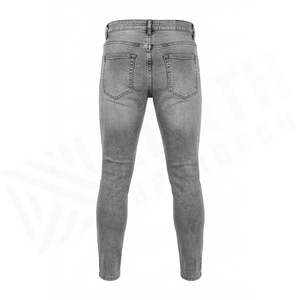 Jean slim en denim délavé pour homme, taille mi-haute, coupe droite, en coton, style décontracté, collection automne - Product Image 2