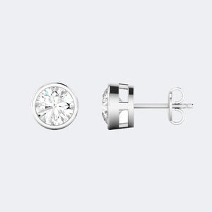 Pendientes de tuerca con engaste redondo de 1.00 CTW - Product Image 5