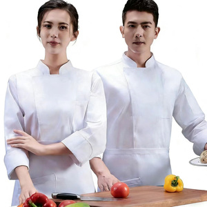 Tabliers de travail unisexe à manches longues pour chef, en mousseline de coton à impression numérique, pour la pâtisserie et la cuisine, automne-hiver, pour hôtels et restaurants - Product Image 6