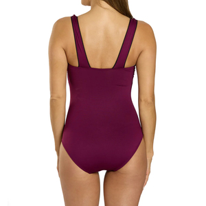 New Best Style Wholesale Girls One-Piece Solid Swimsuit Front Logo <b>High</b> <b>Waist</b> Quick Dry NylonCotton Customized Color Plain Dyed - Product Image 6