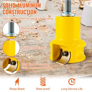 Cortador de Madera de Aluminio y Acero de Primera Calidad, Cuchillas Curvas Dobles con Tornillos de Botón, Cortador de Espigas de 1.5''/38mm de Diámetro - Product Image 3