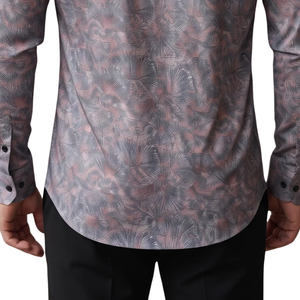 Dusty Blue <b>Mens</b> Floral Printed Long Sleeve Shirt Button Down Casual Slim Fit Fashion <b>Dress</b> Shirt Custom Clothing Supplier - Product Image 5