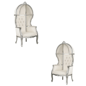 Wedding Banquet Furniture Throne Chairs Hand Carved Teak Wood King and Queen Throne Sofa Chairs with <b>Canopy</b> <b>For</b> <b>SALE</b> - Product Image 5