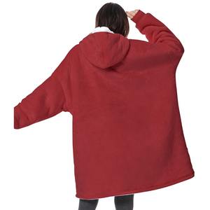 Customizable <b>Poncho</b> Hoodie Sweatshirt for Women Double Sided Flannel Sherpa Fleece Soft Wearable <b>Blanket</b> for Winter Adults - Product Image 2