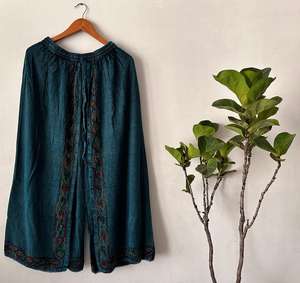 Pyjama élégant 100% coton pour femmes, pantalon palazzo en crêpe de rayonne respirant et décontracté, vêtements de nuit tissés doux pour la maison pour le printemps - Product Image 6