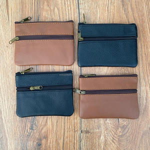 Nuevo bolso personalizado de dos cremalleras de cuero genuino para mujer, Mini monedero personalizado de cuero Real, billetera pequeña, estuches para tarjetas de crédito - Product Image 4