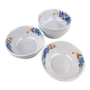 Juego de Vajilla de Melamina con Diseño Floral Azul, Tazones Redondos con Patrón Mixto, Vajilla para 4 Personas, Apta para Lavavajillas - Product Image 2