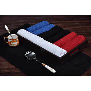 100% qualité coton 4 pièces éponge Plaid armure réutilisable haute absorption et sec torchon multi-usage doux écologique rouge serviette de nettoyage - Product Image 5