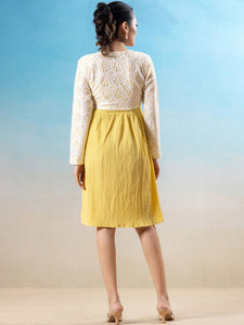 Vestido Formal Midi de Chifón con Bordado Elegante para Mujer, Ideal para Fiestas y Bodas, Exportador Indio - Product Image 3