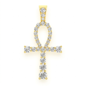 Colgantes de Collar Personalizados Minimalistas con Diseño Religioso, Oro Real de 10K, Diamante Natural, Ojo de Horus, Ankh Egipcio, Cruz de Jesús, Unisex - Product Image 1