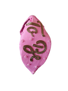 Bandeau large rembourré en tissu blanc pour bébés filles, personnalisé avec perles et broderie dorée, accessoire pour cheveux, idéal pour cadeau de baby shower - Product Image 6