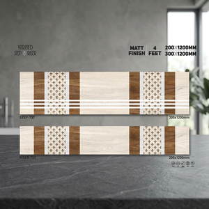 กระเบื้องปูพื้นขั้นบันไดพอร์ซเลนแบบสองชั้น ขนาด 1200x300 มม. และ 1200x200 มม. - สีเทาเข้มด้าน ป้องกันการลื่น สำหรับบันได - Product Image 3