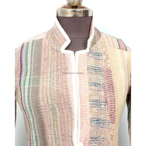 Wholesale 100% Cotton Designer <b>Kantha</b> <b>Jacket</b> Knitted Multi-Color Ethnic Style Handmade Vintage <b>kantha</b> <b>jacket</b> with pockets - Product Image 2